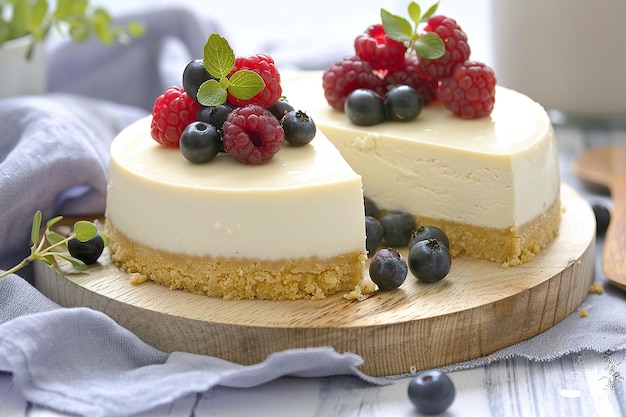 Un gâteau au fromage classique avec une garniture de baies