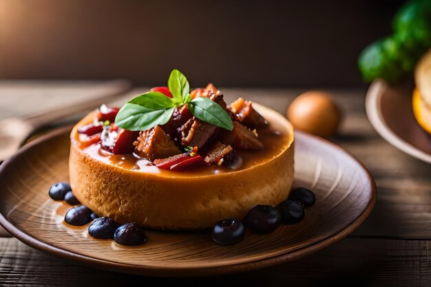 un gâteau au fromage avec des fruits dessus