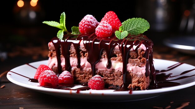 Gâteau au fromage gourmand au chocolat avec framboise fraîche