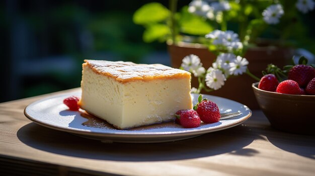 Photo gâteau au fromage japonais sunny summer delight à l'extérieur