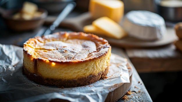 Photo gâteau au fromage de new york texture crémeuse sur la croûte de craquelins graham avec une riche saveur de vanille.