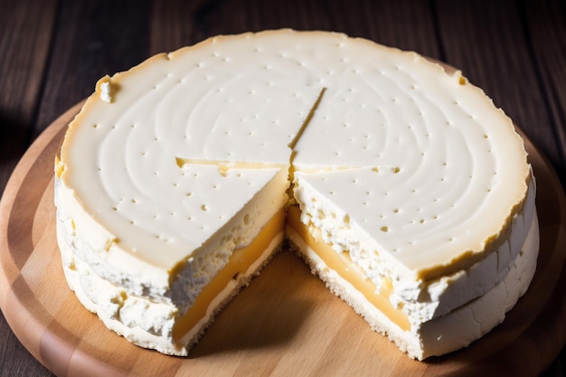 Un gâteau au fromage avec une tranche retirée de celui-ci