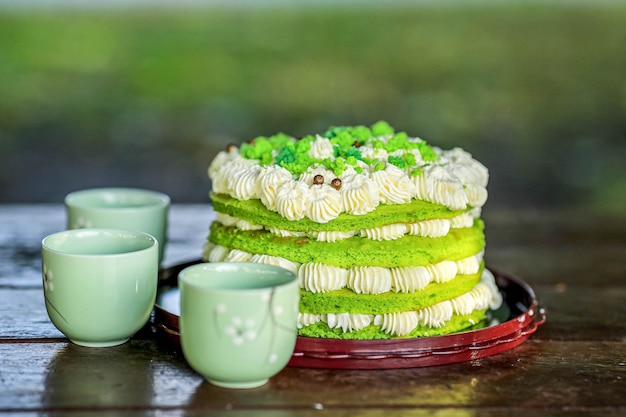 Photo gâteau au matcha vert