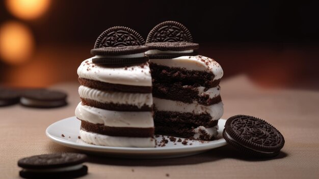 Photo le gâteau aux biscuits oreo