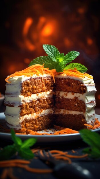 Le gâteau aux carottes est un gâteau qui contient des carottes mélangées à la pâte