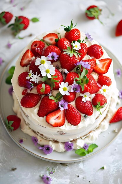 gâteau aux fraises et aux fraises à la crème et gâteau à la crême aux fraises