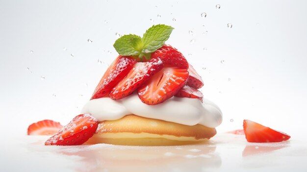 Photo un gâteau aux fraises sur fond blanc