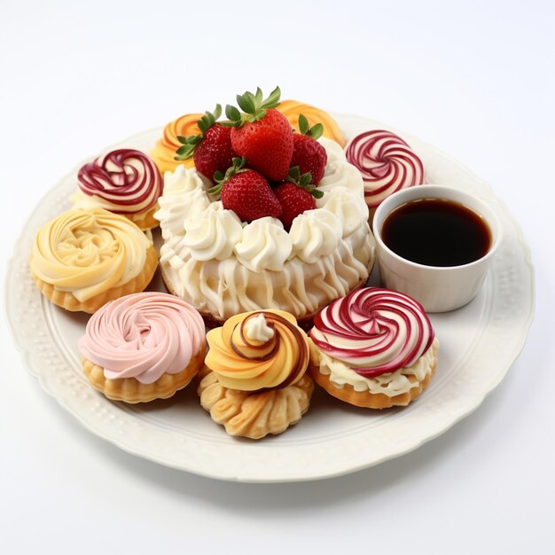 gâteau aux fraises sur fond blanc