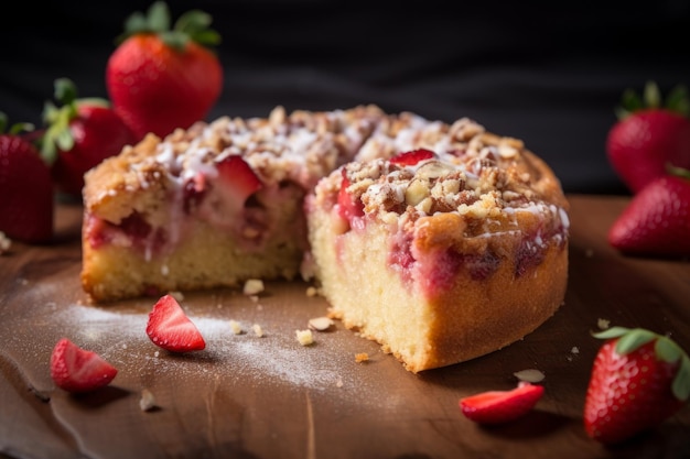 Gâteau aux fraises sur table Generate Ai