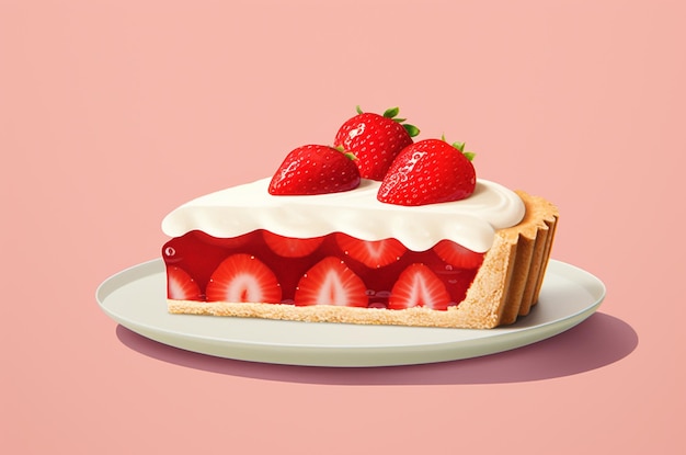 Un gâteau aux fraises une tranche de gâteau à fraises minimaliste