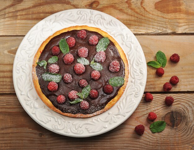 Gâteau aux framboises et au chocolat