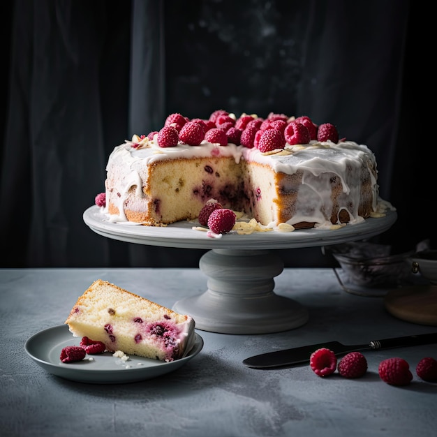 Gâteau aux framboises Illustration AI GenerativexA