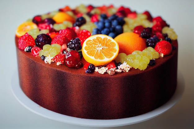 Gâteau aux fruits de Noël avec beaucoup de baies et d'agrumes