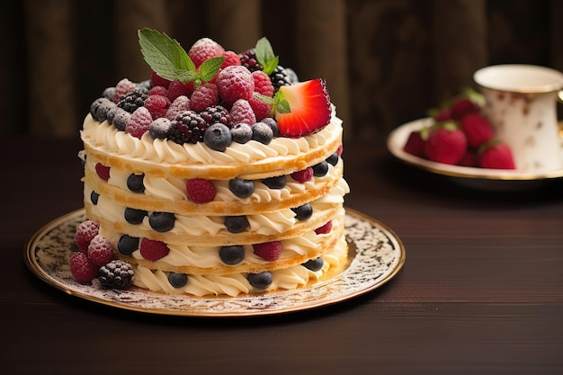 Gâteau biscuit décoré de baies