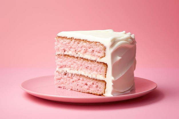 Gâteau blanc sur fond rose