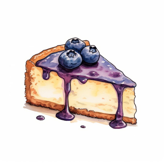 gâteau de bleuets à l'aquarelle avec des baies