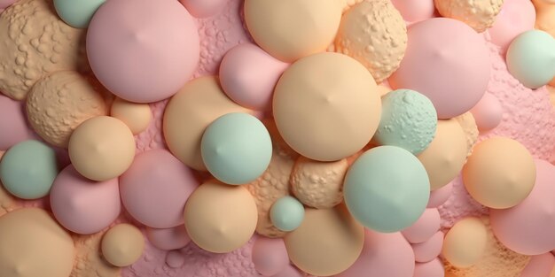 Un gâteau avec des bonbons aux couleurs pastel dessus