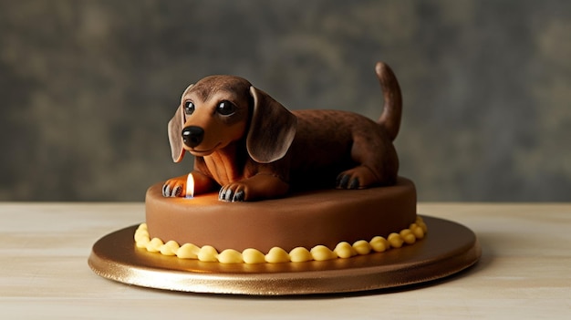 Gâteau à la bougie chien teckel