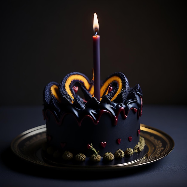 Gâteau d'anniversaire coloré avec bougie image libre de droit par  paulgrecaud © #12677570