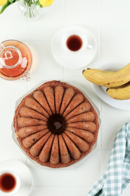 Gâteau Bundt aux bananes vue de dessus