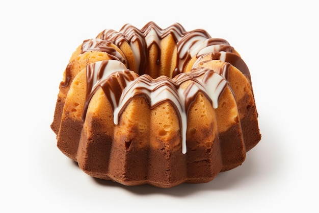 Gâteau Bundt en marbre sur fond blanc