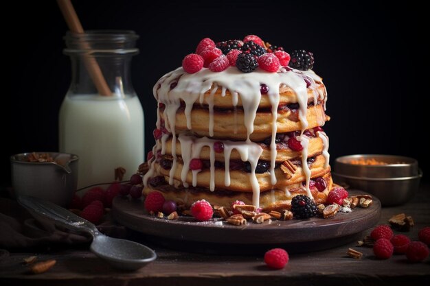 Un gâteau à la cannelle avec un glaçage au fromage à la crème.