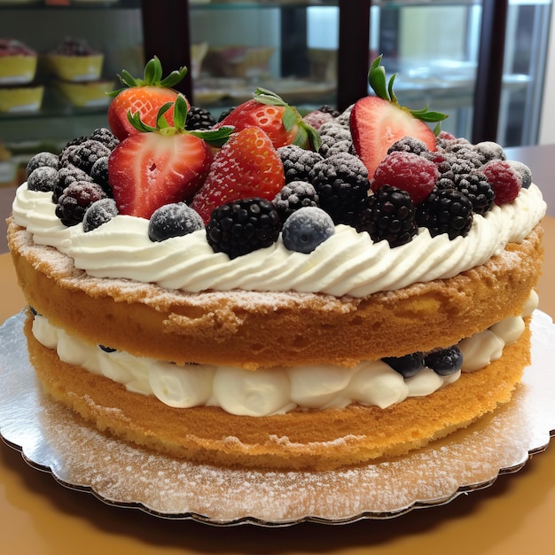 gâteau de chantilly avec des baies