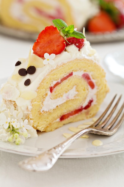 gâteau à la crème aux fraises