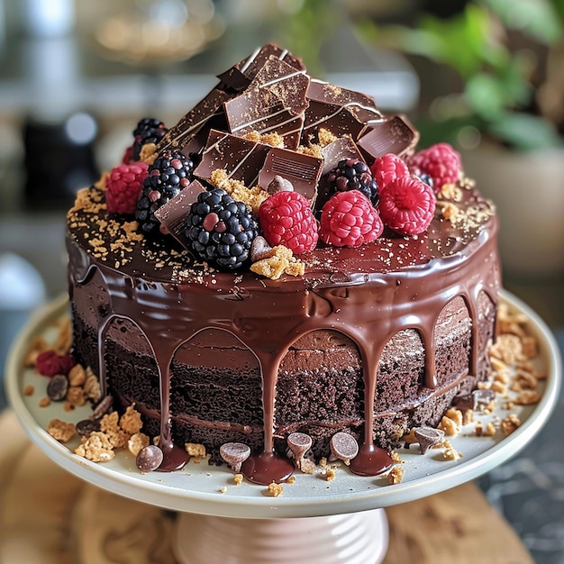 gâteau avec crème aux fruits gâteau au chocolat et à la vanille