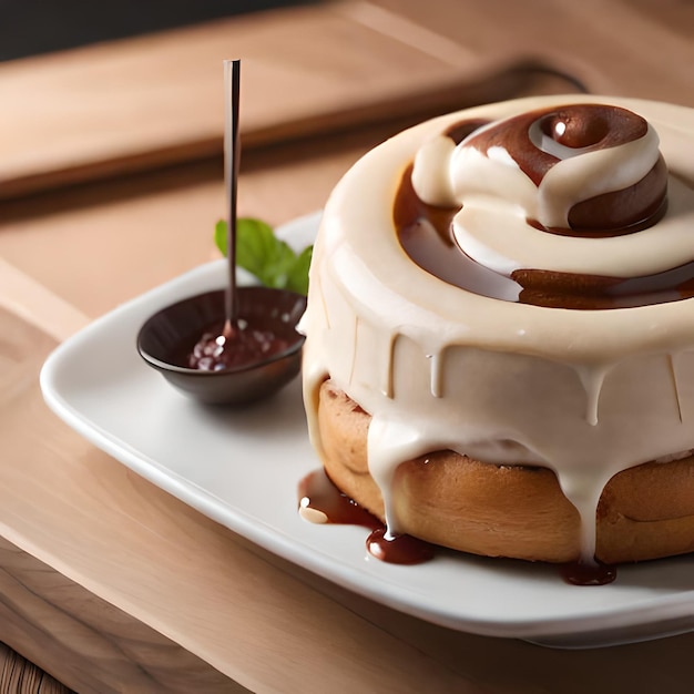 Gâteau à la crème avec du chocolat sur la table et l'assiette et Noël