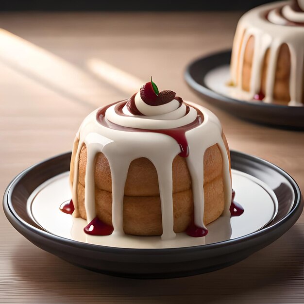 Gâteau à la crème avec du chocolat sur la table et l'assiette et Noël