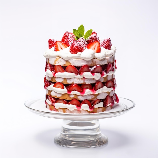 Un gâteau décoré de fraises à couches appétissant