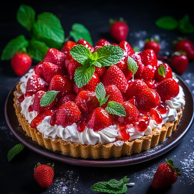 Gâteau délicieux bonbons nourriture moderne bonbons biscuits fruits fraises canneberges morceaux de mûres