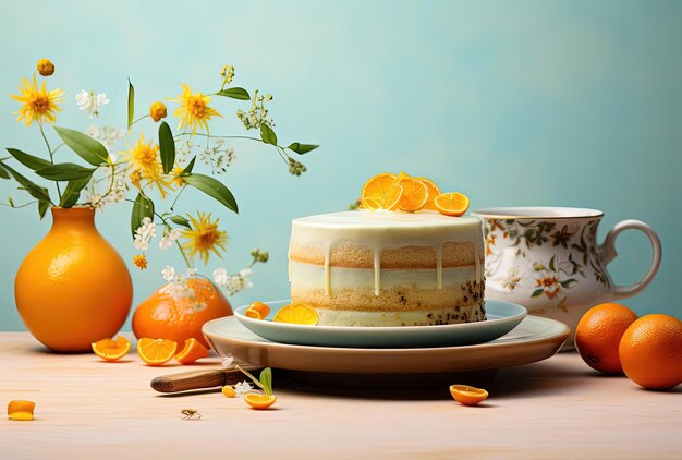 Photo gâteau du nouvel an chinois de la dynastie ming avec de l'orange mandarine