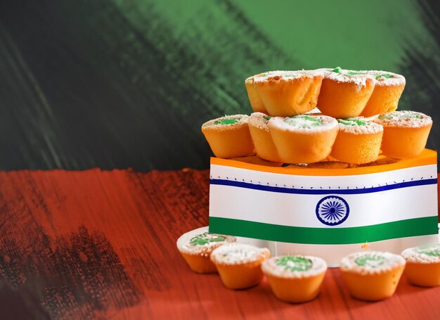 Gâteau d'éponge en couches de couleur spécial pour la fête de l'indépendance du 15 août en Inde