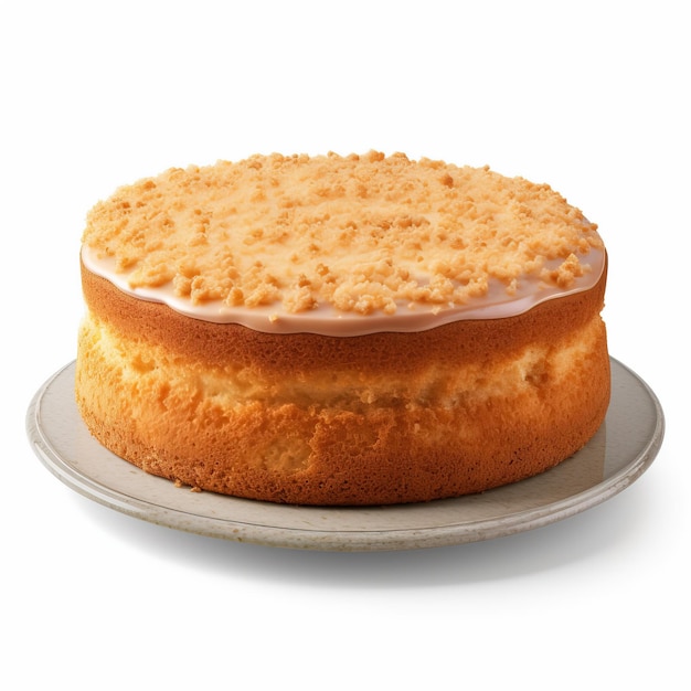 Un gâteau d'éponge rond ou un gâteau de chiffon fait maison sur une assiette blanche si doux et délicieux avec des ingrédients