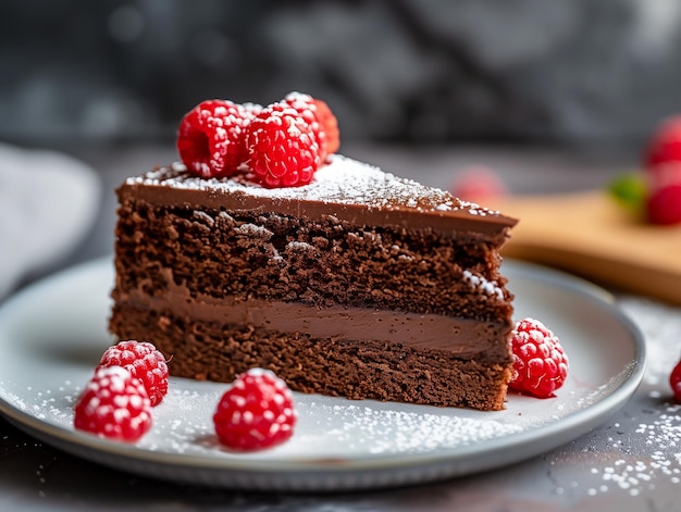 Le gâteau est humide et sombre et le glaçage est lisse et crémeux