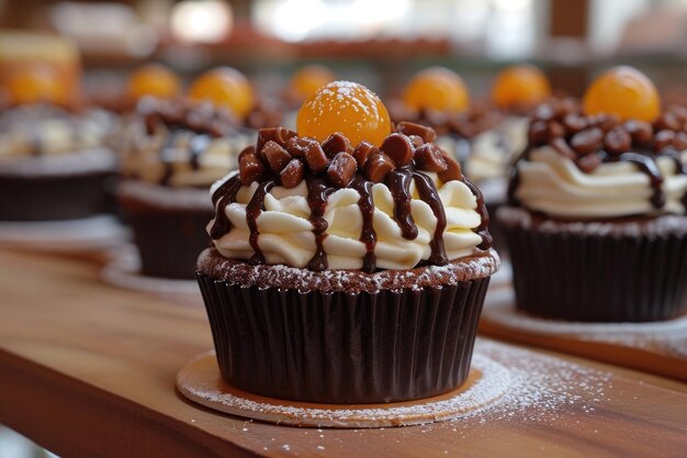 Gâteau fait main élégant sur la table avec du chocolat