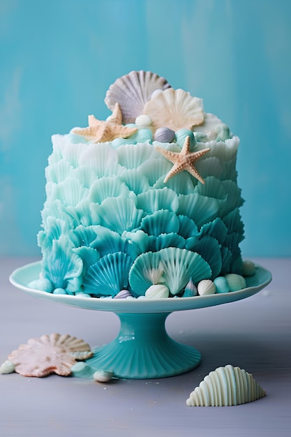 Un gâteau de fête de sirène