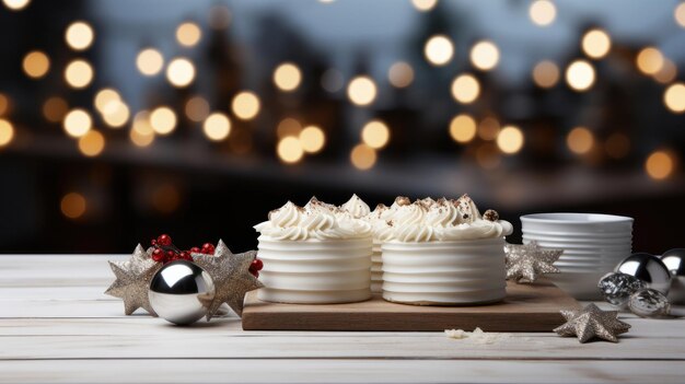 Un gâteau de fin d'année et un gâteau de Noël sur le fond d'une nouvelle année