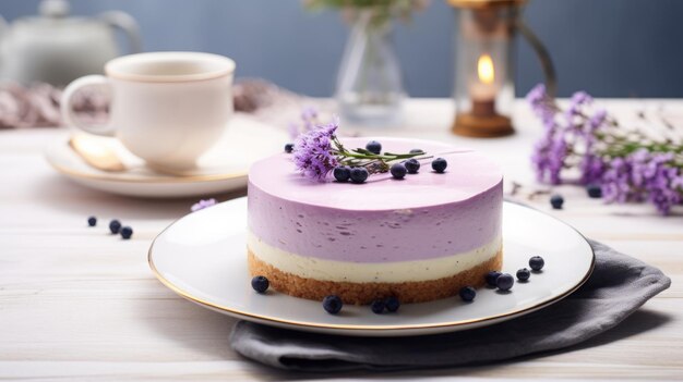 gâteau avec des fleurs bleues