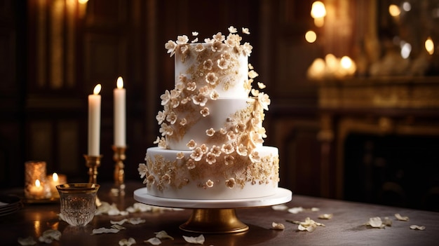 Un gâteau avec des fleurs dessus