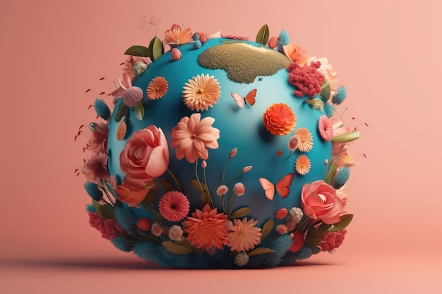 Un gâteau avec des fleurs dessus