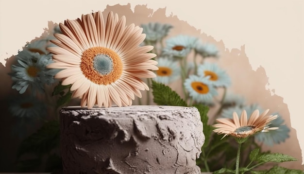 Un gâteau avec des fleurs dessus