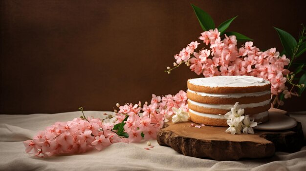 Gâteau et fleurs