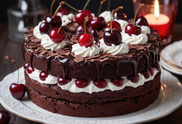 Gâteau de la forêt noire Schwarzwlder Kirschtorte Un célèbre dessert allemand fait avec des couches de chocolat