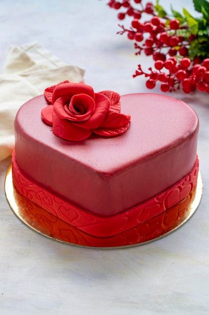 Gâteau en forme de coeur pour les amoureux
