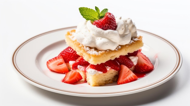 gâteau à la fraise avec de la crème fouettée