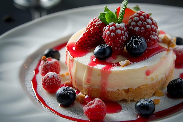 un gâteau avec des framboises et des frambeaux dessus