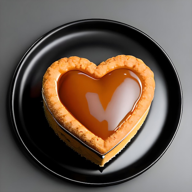 Photo un gâteau avec un gâteau en forme de coeur sur une assiette